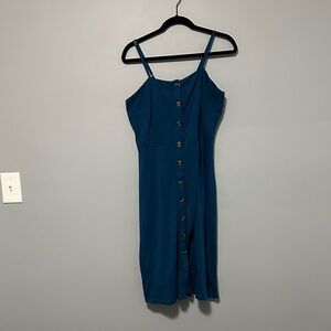 Chic Teal Button-Front Midi Dress